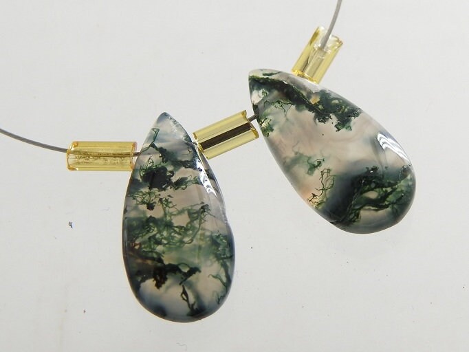 Green Moss Agate Smooth Polished Teardrop 10Piece 15X7MM Handmade Loose Stone For Making Jewelry PME-CY3