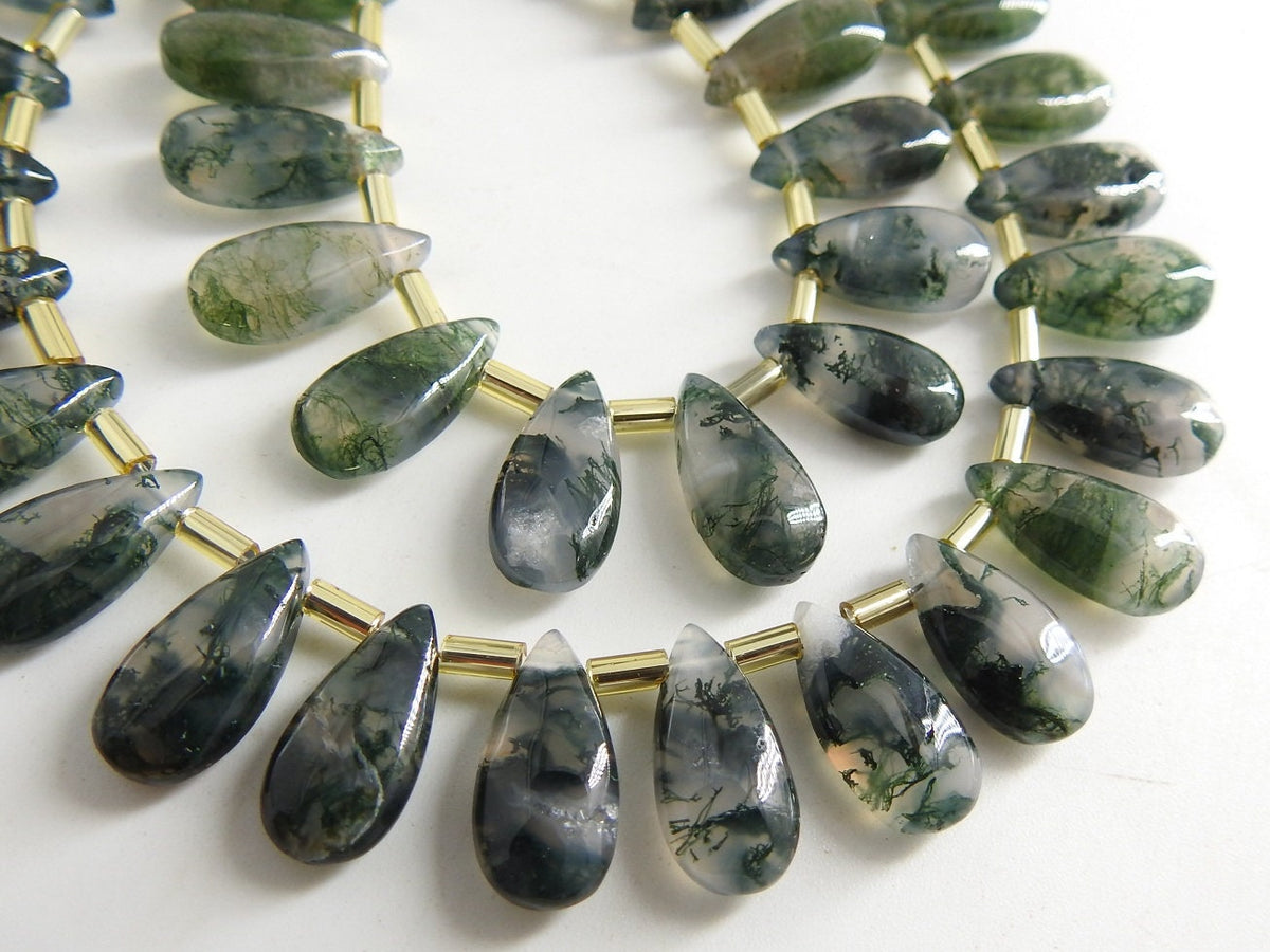 Green Moss Agate Smooth Polished Teardrop 10Piece 15X7MM Handmade Loose Stone For Making Jewelry PME-CY3
