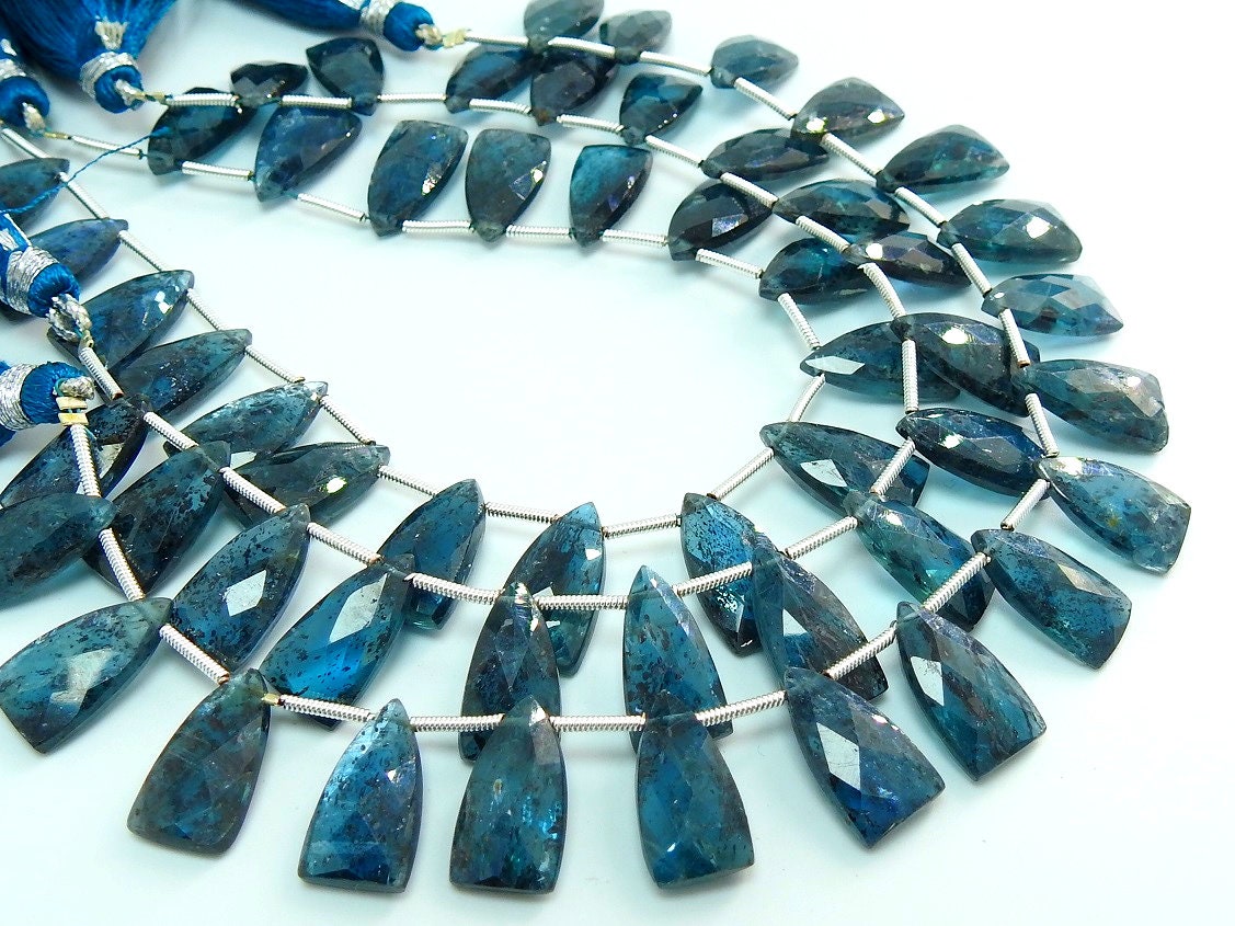 Natural Moss Blue Kyanite Trillion Faceted Gemstone Pair, 15x8mm Matched 2-Piece Set, DIY Earring Designing Wholesale Supplies