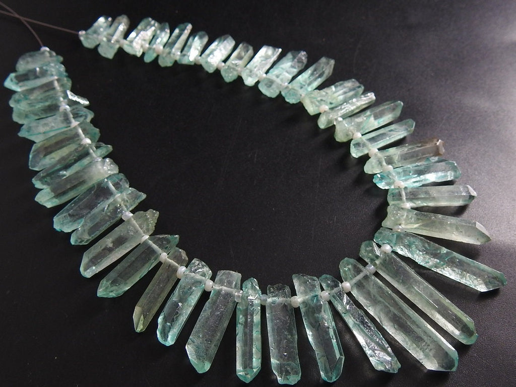 Aqua Blue Aura Crystal Quartz Natural Rough Stick For Making Jewelry 10Inches 10-25MM Long Approx Wholesaler Supplies R6