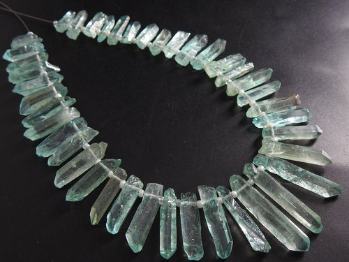 Aqua Blue Aura Crystal Quartz Natural Rough Stick For Making Jewelry 10Inches 10-25MM Long Approx Wholesaler Supplies R6