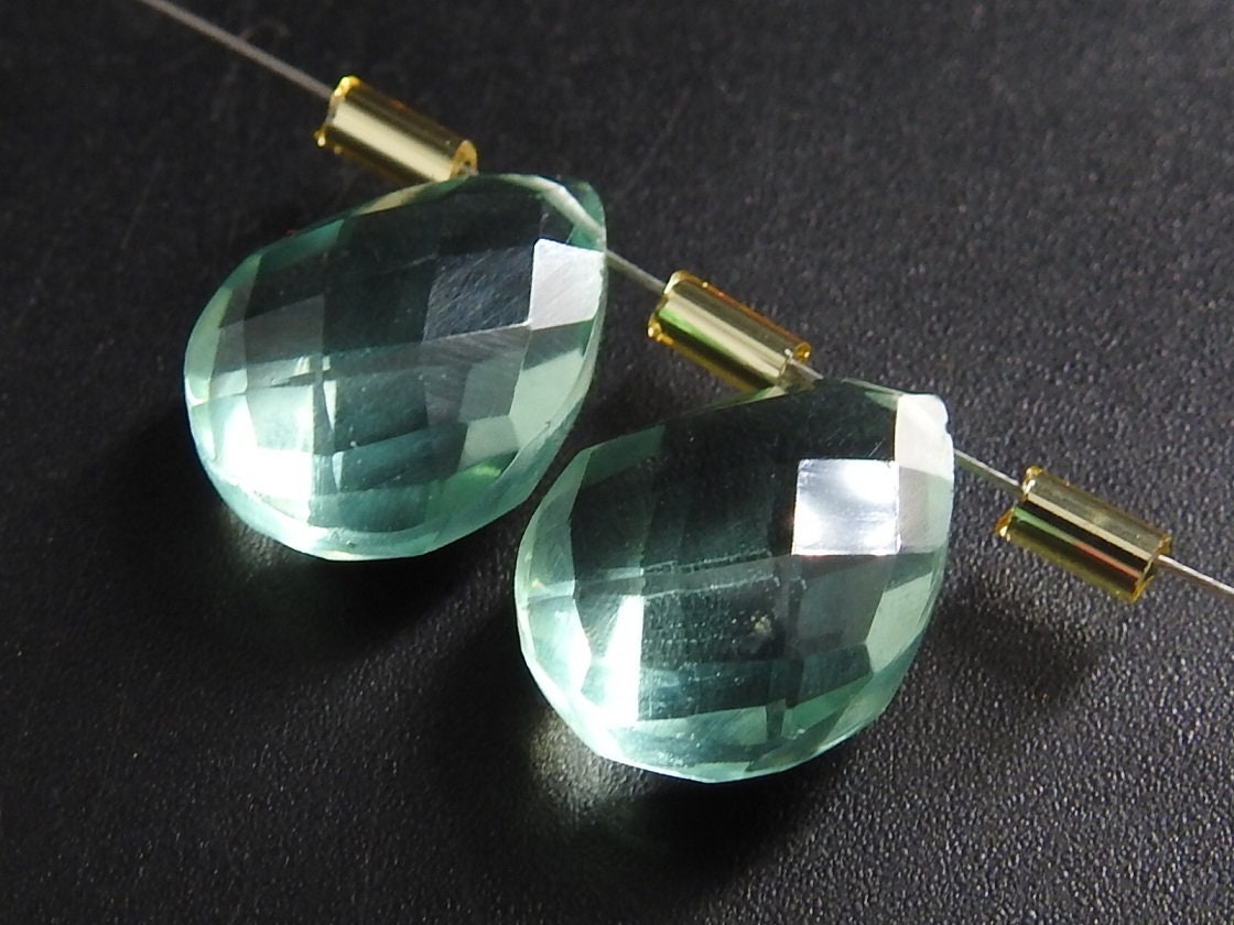 Matched Pair Quartz Faceted Teardrop Gemstones 14x10mm 2Pcs, DIY Earring Making Supplies, Bridal Jewelry Quartz Drops Wholesaler PME-QA