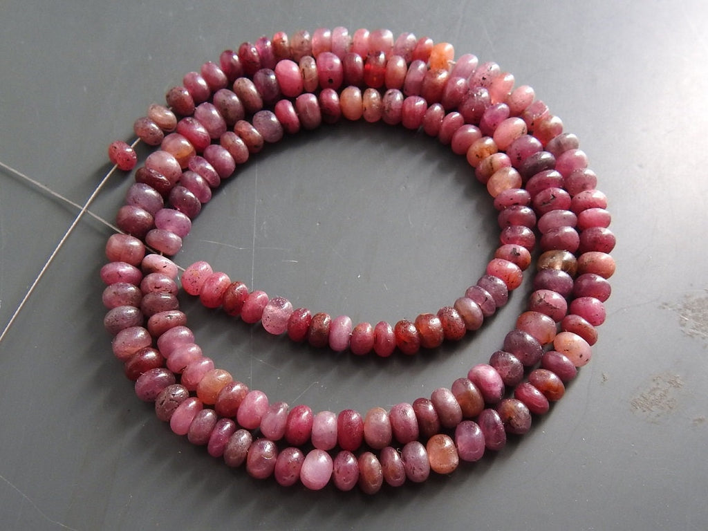 Natural Red Ruby Smooth Roundel Beads, 16-Inch Strand Gemstone Rondelles for Jewelry Making