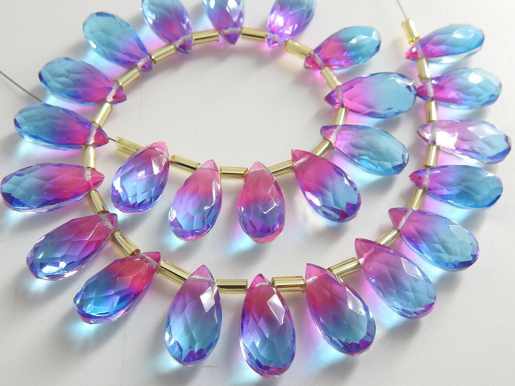 Bi Color Quartz Doublet Beads Faceted Teardrop Shape 10 Piece Lot 15x7mm Handmade Loose Gemstone Wholesale Supply Jewelry Making PMEQC