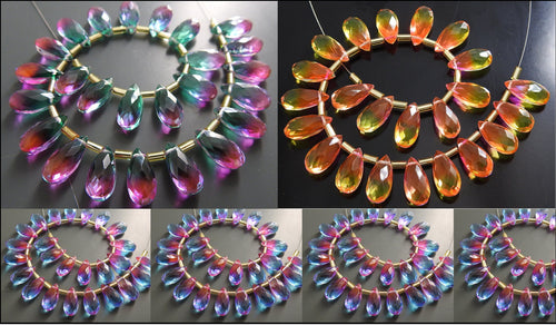 Bi Color Quartz Doublet Beads Faceted Teardrop Shape 10 Piece Lot 15x7mm Handmade Loose Gemstone Wholesale Supply Jewelry Making PMEQC