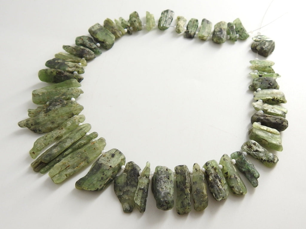 Green Kyanite Rough Sticks 8 Inches Natural Raw Crystal Points 30-15mm Bulk Wholesale Gemstone Beads for Wire Wrapping Jewelry Making Supply