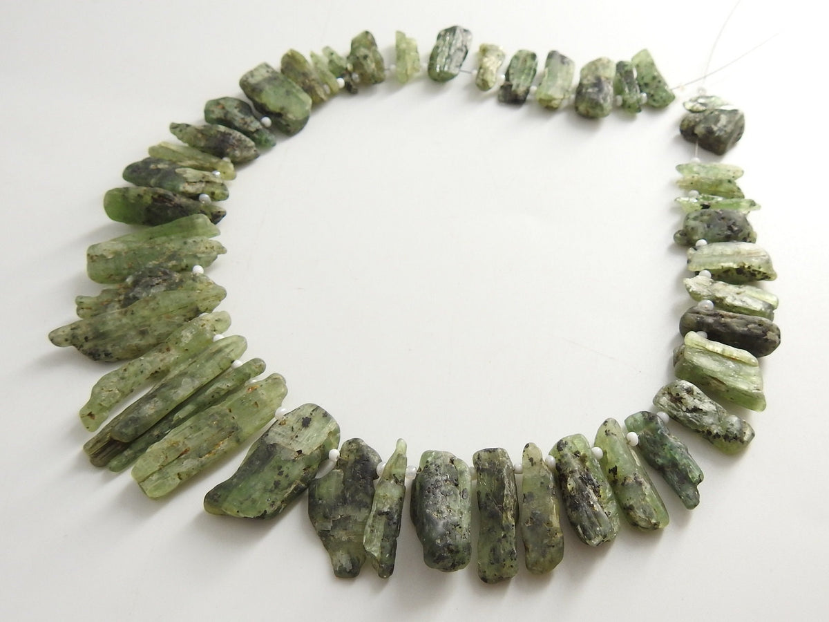 Green Kyanite Rough Sticks 8 Inches Natural Raw Crystal Points 30-15mm Bulk Wholesale Gemstone Beads for Wire Wrapping Jewelry Making Supply