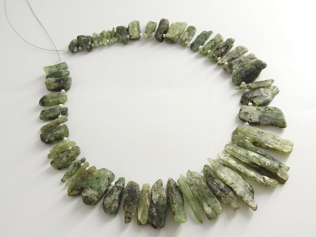 Green Kyanite Rough Sticks 8 Inches Natural Raw Crystal Points 30-15mm Bulk Wholesale Gemstone Beads for Wire Wrapping Jewelry Making Supply