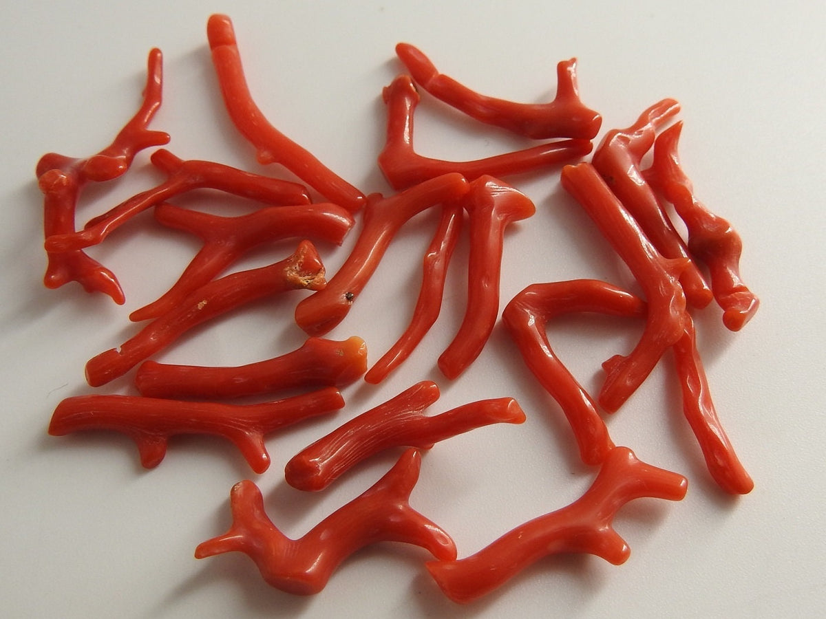 Natural Red Coral Branch Beads Polished Rough Stick Slices 100g Pack 20-25mm Long Wholesale Coral Stone Spacers DIY Jewelry Making Supply