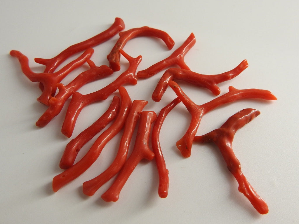 Natural Red Coral Branch Beads Polished Rough Stick Slices 100g Pack 20-25mm Long Wholesale Coral Stone Spacers DIY Jewelry Making Supply