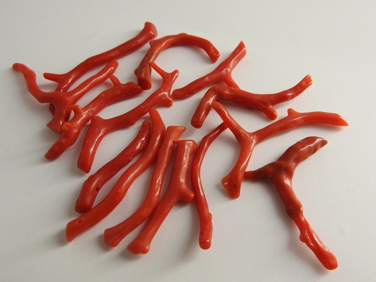 Natural Red Coral Branch Beads Polished Rough Stick Slices 100g Pack 20-25mm Long Wholesale Coral Stone Spacers DIY Jewelry Making Supply