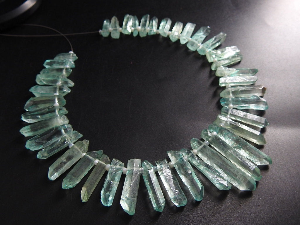 Aqua Blue Aura Crystal Quartz Natural Rough Stick For Making Jewelry 10Inches 10-25MM Long Approx Wholesaler Supplies R6