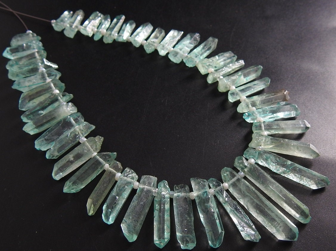 Aqua Blue Aura Crystal Quartz Natural Rough Stick For Making Jewelry 10Inches 10-25MM Long Approx Wholesaler Supplies R6