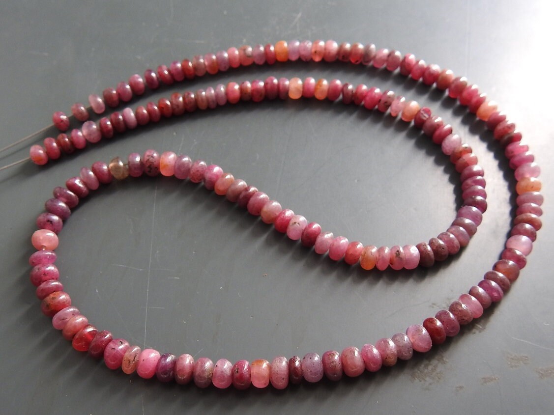 Natural Red Ruby Smooth Roundel Beads, 16-Inch Strand Gemstone Rondelles for Jewelry Making