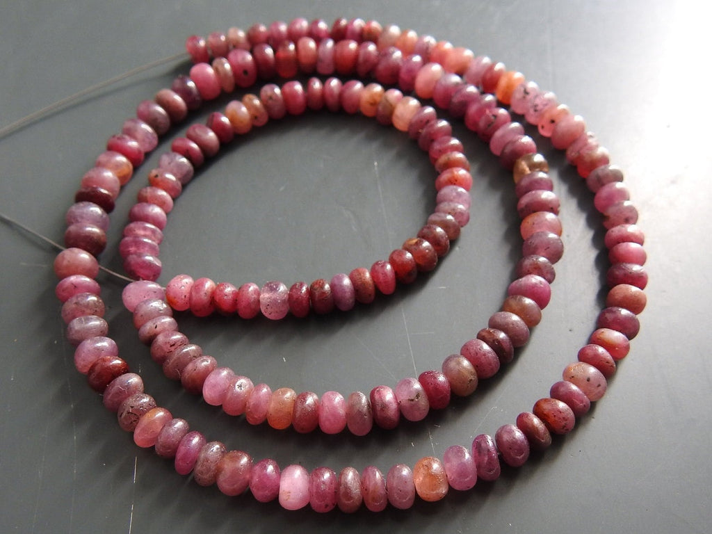 Natural Red Ruby Smooth Roundel Beads, 16-Inch Strand Gemstone Rondelles for Jewelry Making