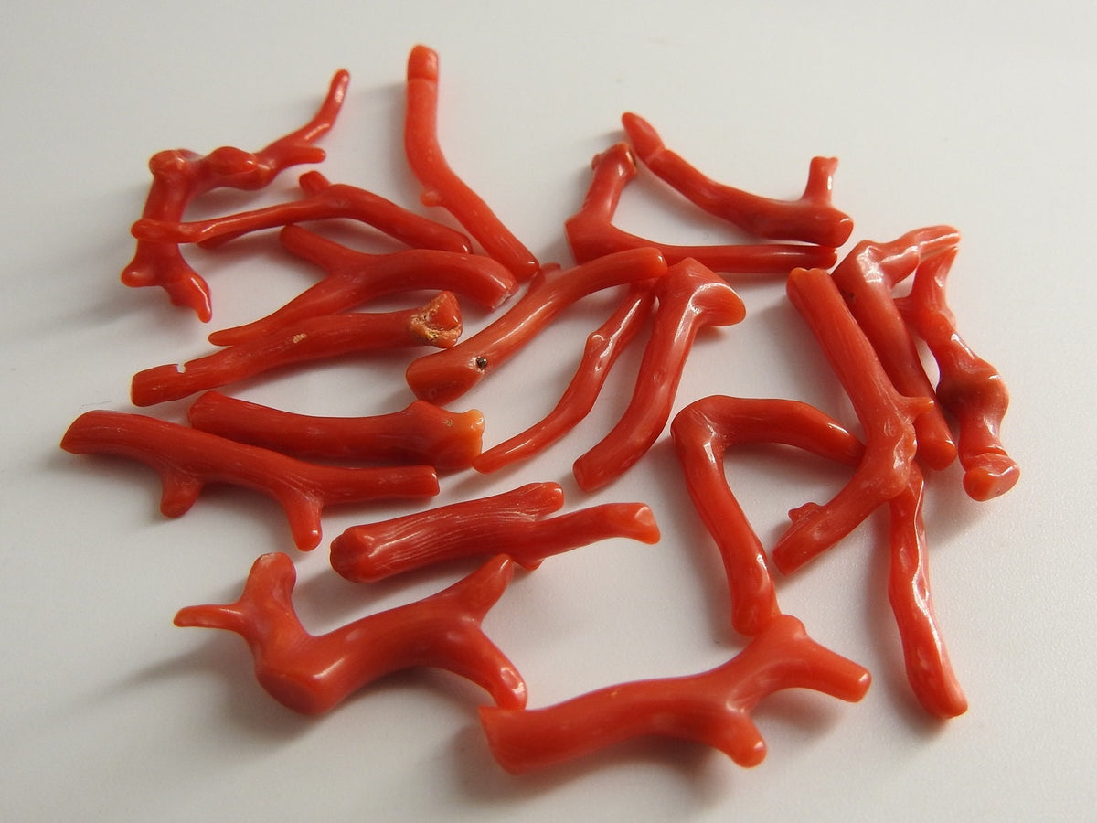 Natural Red Coral Branch Beads Polished Rough Stick Slices 100g Pack 20-25mm Long Wholesale Coral Stone Spacers DIY Jewelry Making Supply