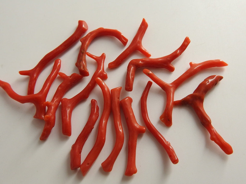 Natural Red Coral Branch Beads Polished Rough Stick Slices 100g Pack 20-25mm Long Wholesale Coral Stone Spacers DIY Jewelry Making Supply