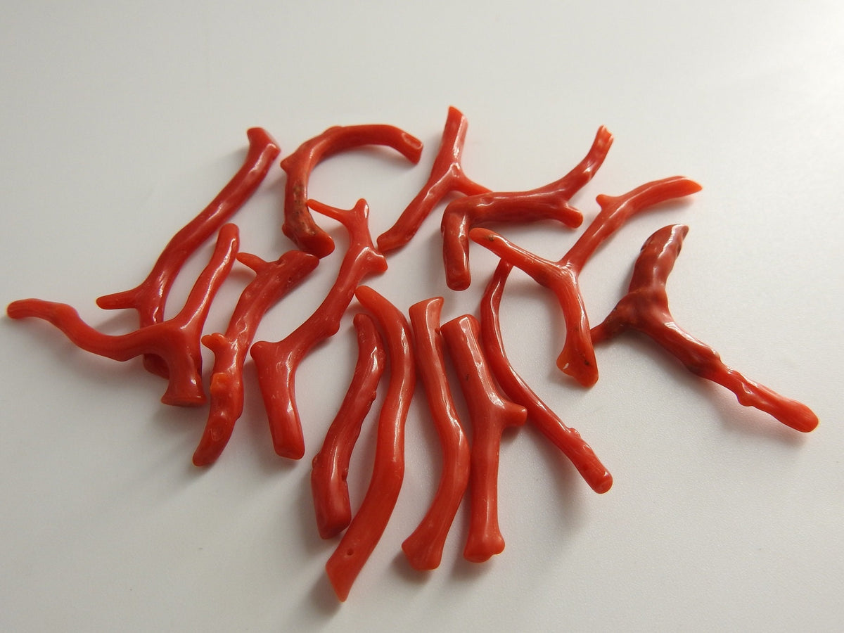 Natural Red Coral Branch Beads Polished Rough Stick Slices 100g Pack 20-25mm Long Wholesale Coral Stone Spacers DIY Jewelry Making Supply
