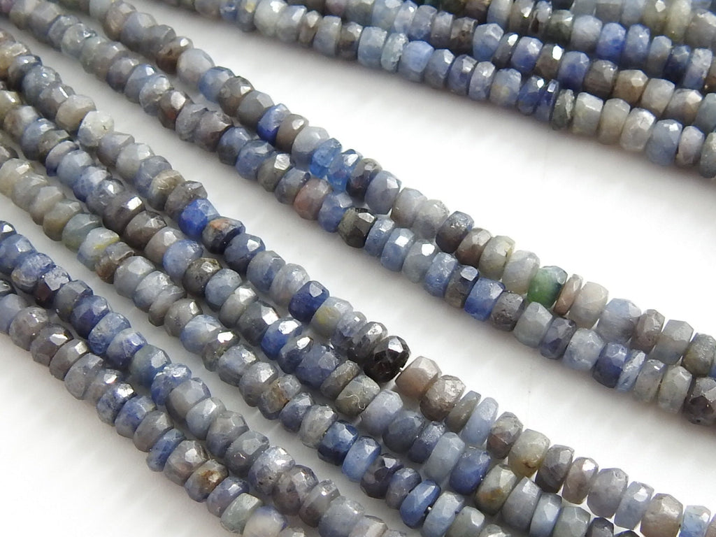 Natural Blue Sapphire Faceted Rondelle Beads 16 Inch Strand Multi Shaded Precious Gemstone Loose Roundel Jewelry Making Supplies PME-B6
