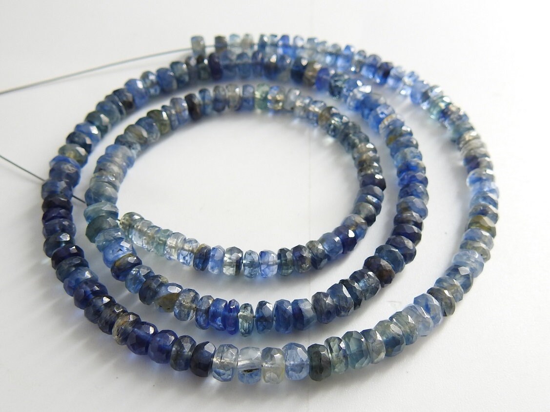 Natural Blue Kyanite Beads Faceted Rondell Shape 16 Inches Full Strand Multi Color Shaded Gemstones for Jewelry Making Supply PME-B6