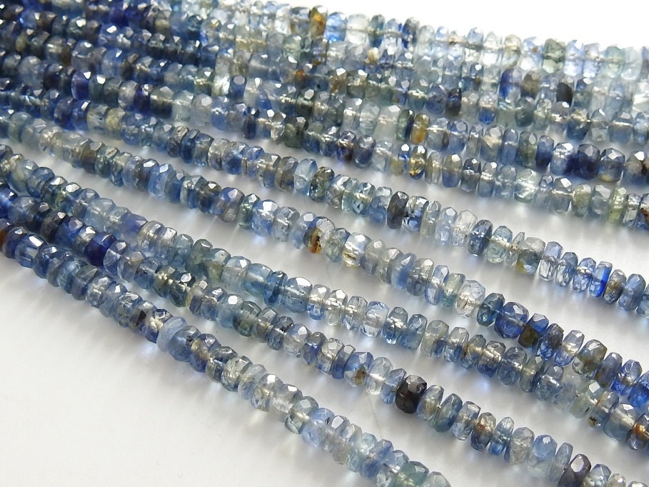 Natural Blue Kyanite Beads Faceted Rondell Shape 16 Inches Full Strand Multi Color Shaded Gemstones for Jewelry Making Supply PME-B6