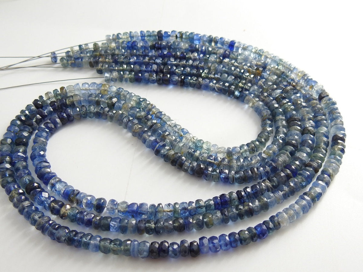 Natural Blue Kyanite Beads Faceted Rondell Shape 16 Inches Full Strand Multi Color Shaded Gemstones for Jewelry Making Supply PME-B6