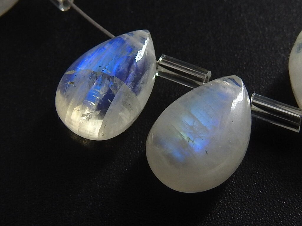 Flashy White Rainbow Moonstone Teardrop Pair Loose Gemstones For Jewelry Making Supplies Matching Pear Cabochon Wholesale Craft Findings