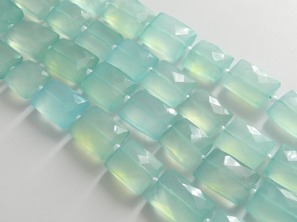 Aqua Blue Chalcedony Faceted Baguette 10 Piece Strand 15X10 To 12X10MM Approx Loose Beads Wholesale Jewelry Making Supplies Craft Findings