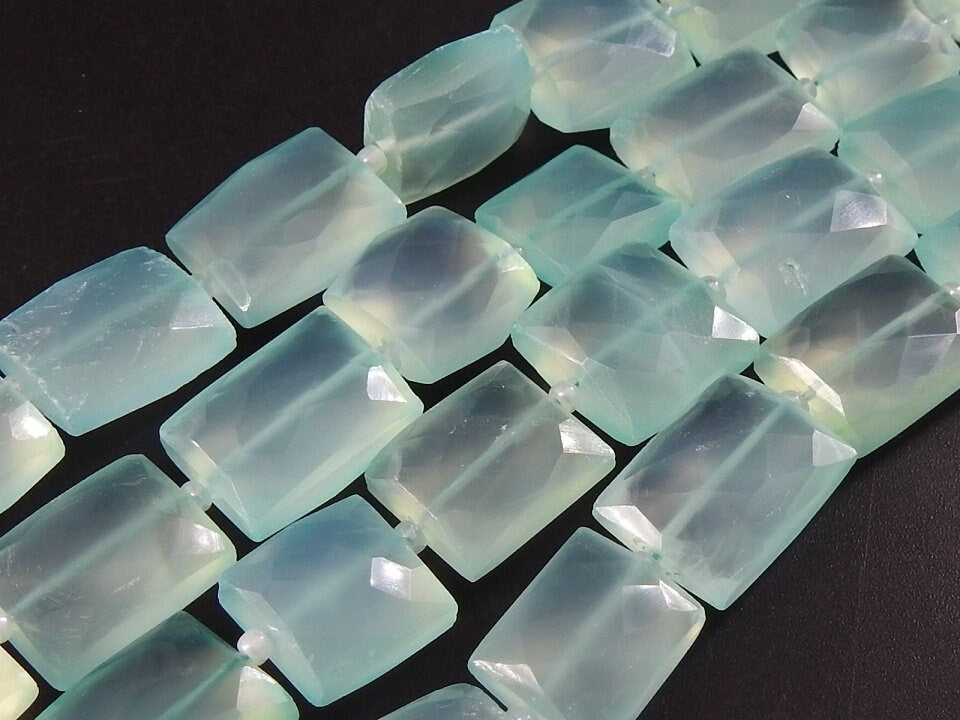 Aqua Blue Chalcedony Faceted Baguette 10 Piece Strand 15X10 To 12X10MM Approx Loose Beads Wholesale Jewelry Making Supplies Craft Findings