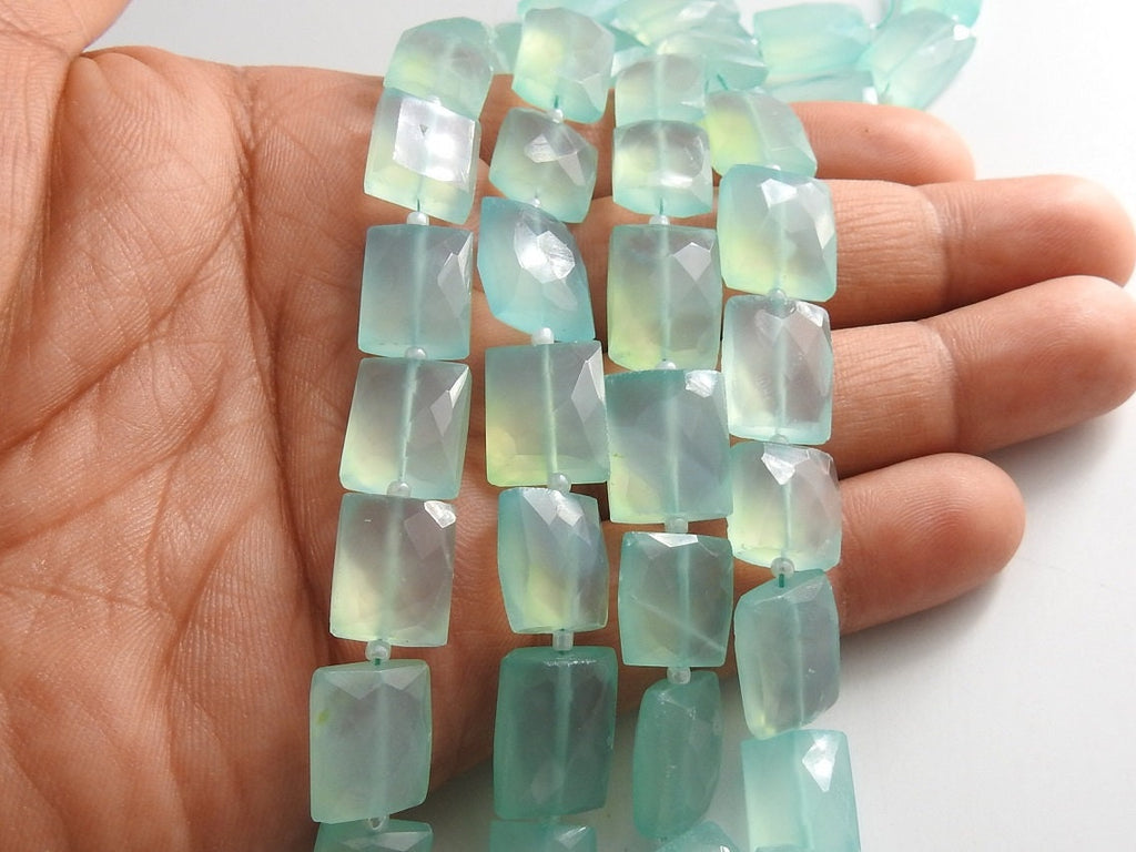 Aqua Blue Chalcedony Faceted Baguette 10 Piece Strand 15X10 To 12X10MM Approx Loose Beads Wholesale Jewelry Making Supplies Craft Findings