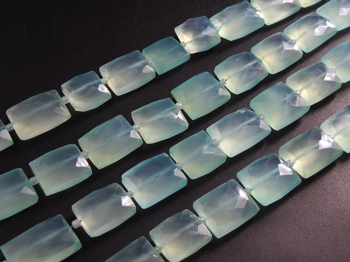 Aqua Blue Chalcedony Faceted Baguette 10 Piece Strand 15X10 To 12X10MM Approx Loose Beads Wholesale Jewelry Making Supplies Craft Findings