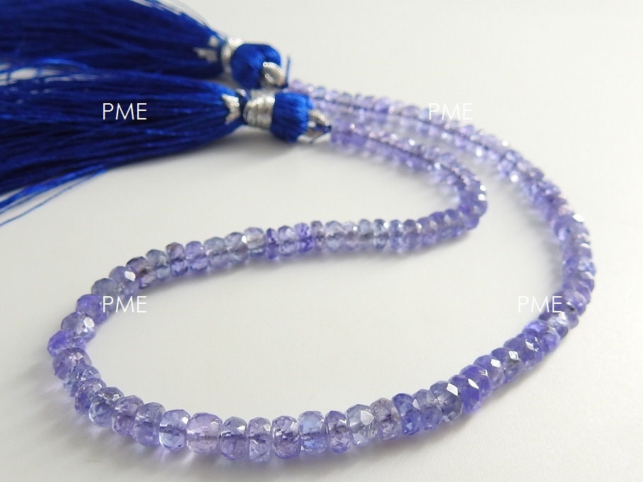 Natural Tanzanite Faceted Rondelle Beads 9Inch Strand Genuine Blue Violet Precious Gemstone Loose Micro Faceted Jewelry Supply