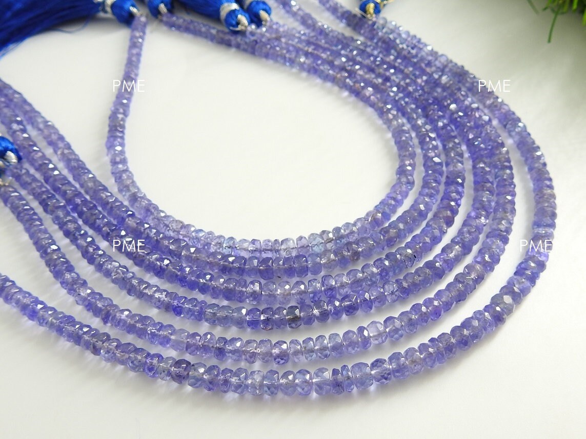 Natural Tanzanite Faceted Rondelle Beads 9Inch Strand Genuine Blue Violet Precious Gemstone Loose Micro Faceted Jewelry Supply