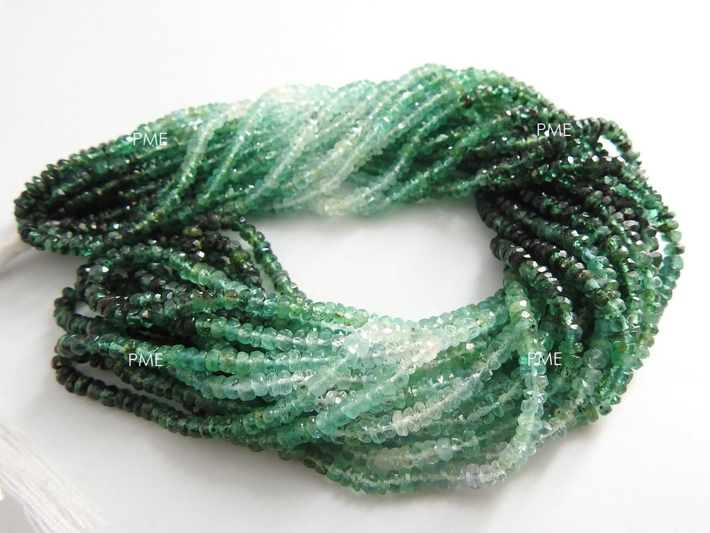 Natural Emerald Multi Shaded Faceted Roundel Beads 3mm Loose Gemstone 16 Inch Strand Rondelle Bead for Handmade Jewelry Making Supplies