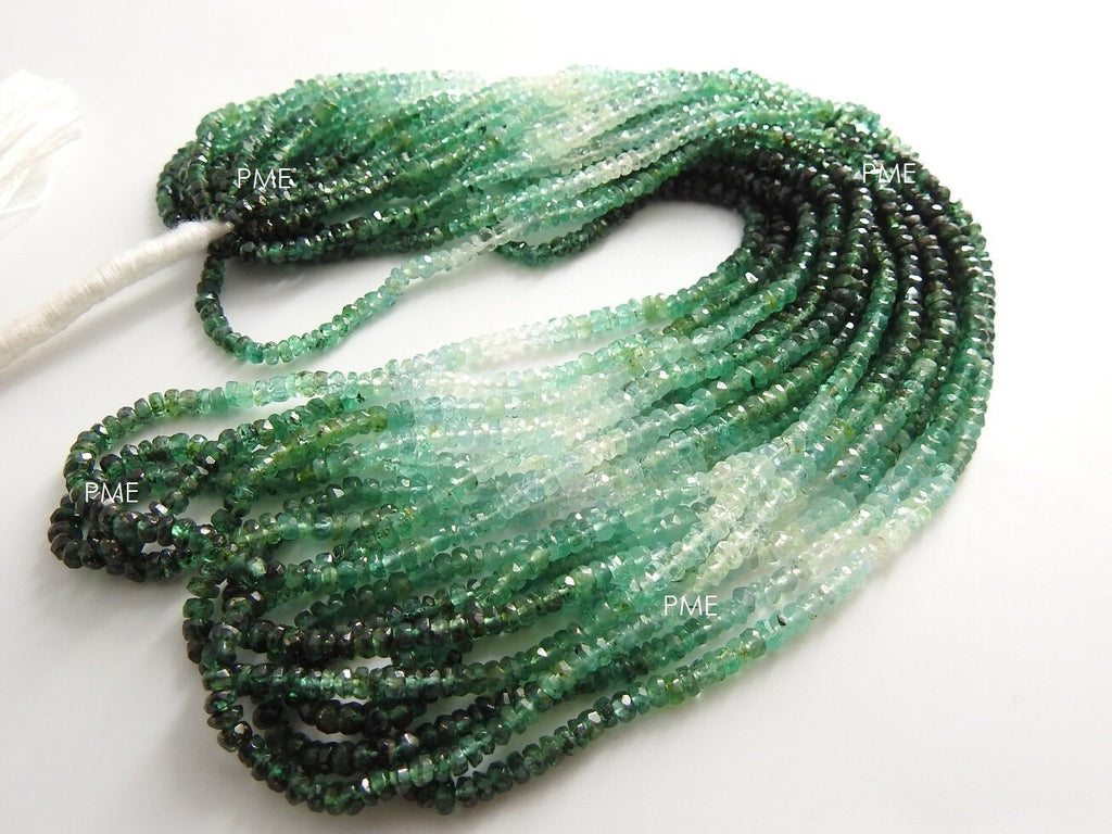 Natural Emerald Multi Shaded Faceted Roundel Beads 3mm Loose Gemstone 16 Inch Strand Rondelle Bead for Handmade Jewelry Making Supplies
