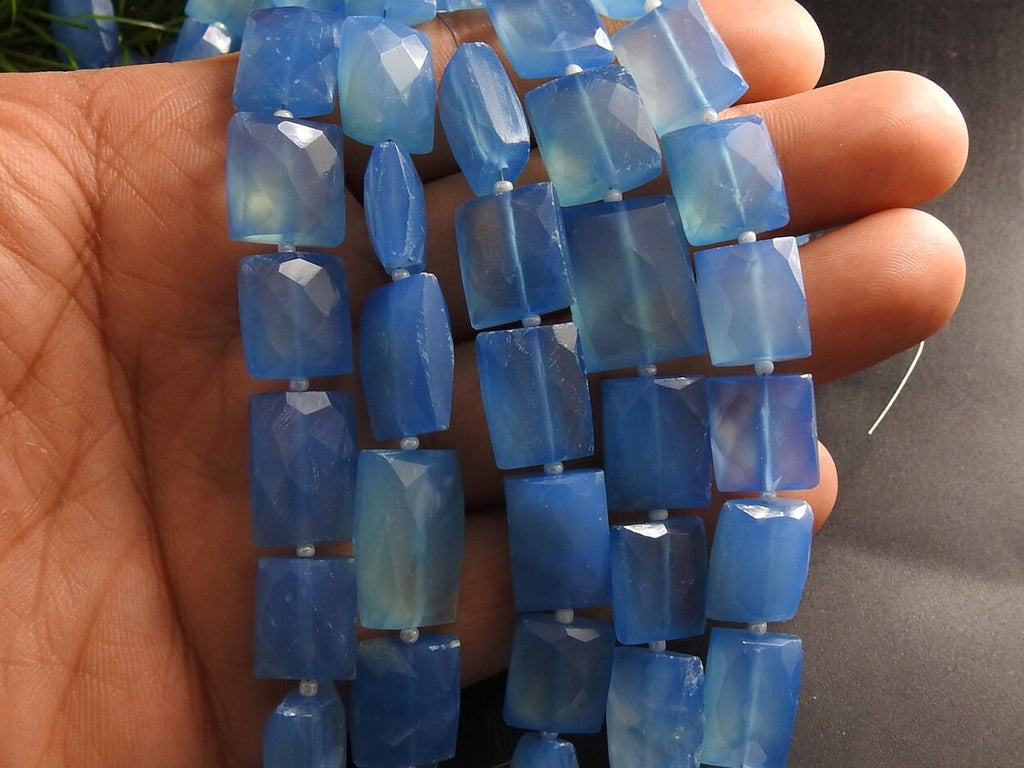 Natural Blue Chalcedony Beads Faceted Baguette Shape 10 Piece Strand 16x12mm Loose Gemstone Wholesale Supply for Jewelry Making PME-CY2