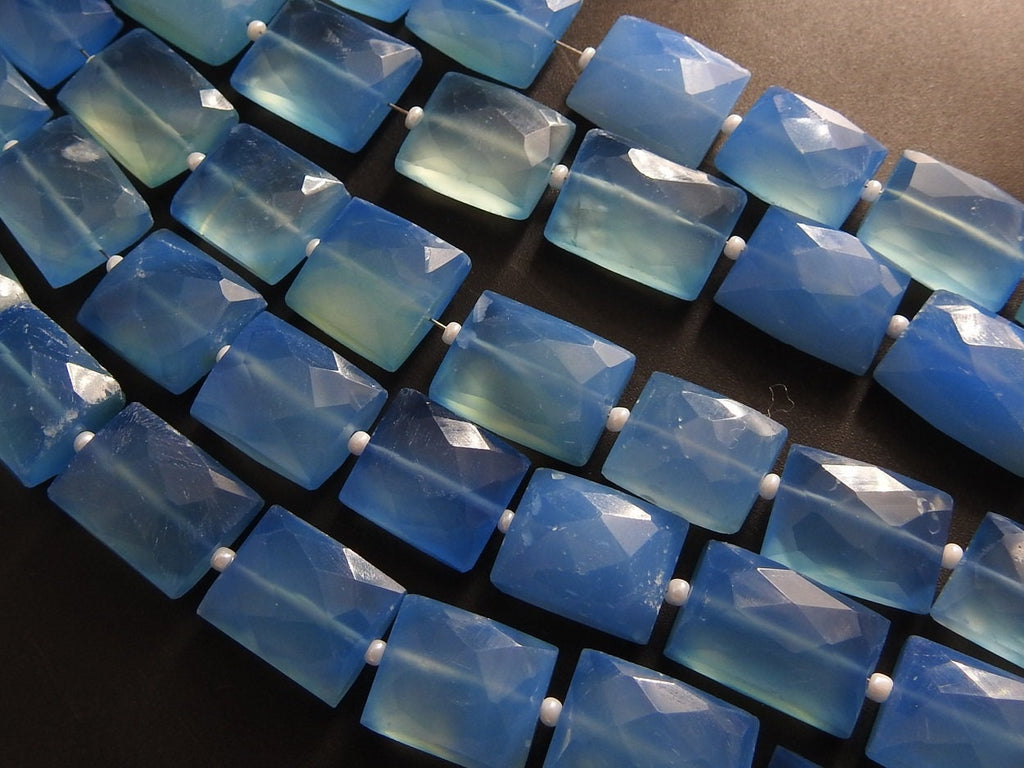Natural Blue Chalcedony Beads Faceted Baguette Shape 10 Piece Strand 16x12mm Loose Gemstone Wholesale Supply for Jewelry Making PME-CY2