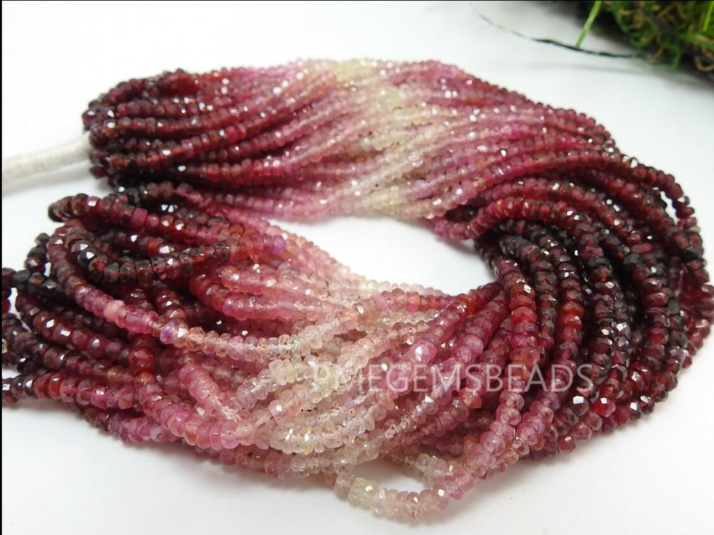 Natural Ruby Shaded Faceted Roundel Bead For Making Jewelry 16Inch 3MM Approx Gemstone Loose Strand DIY Earring Material PME-B6