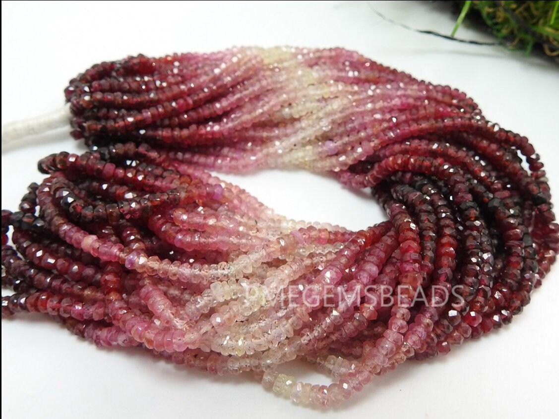 Natural Ruby Shaded Faceted Roundel Bead For Making Jewelry 16Inch 3MM Approx Gemstone Loose Strand DIY Earring Material PME-B6