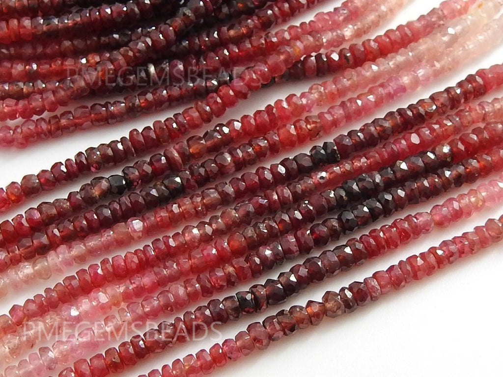 Natural Ruby Shaded Faceted Roundel Bead For Making Jewelry 16Inch 3MM Approx Gemstone Loose Strand DIY Earring Material PME-B6
