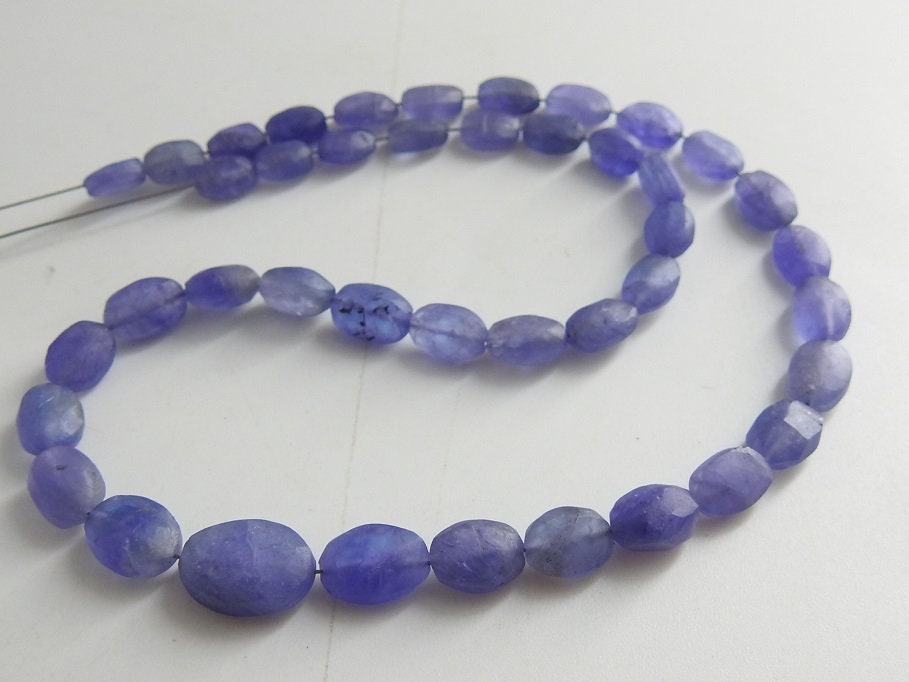 Natural Blue Tanzanite Smooth Matte Polished Oval Shape Tumble Nugget Beads, 16Inches Strand Loose Gemstone Jewelry Making Supplies PME-TU5