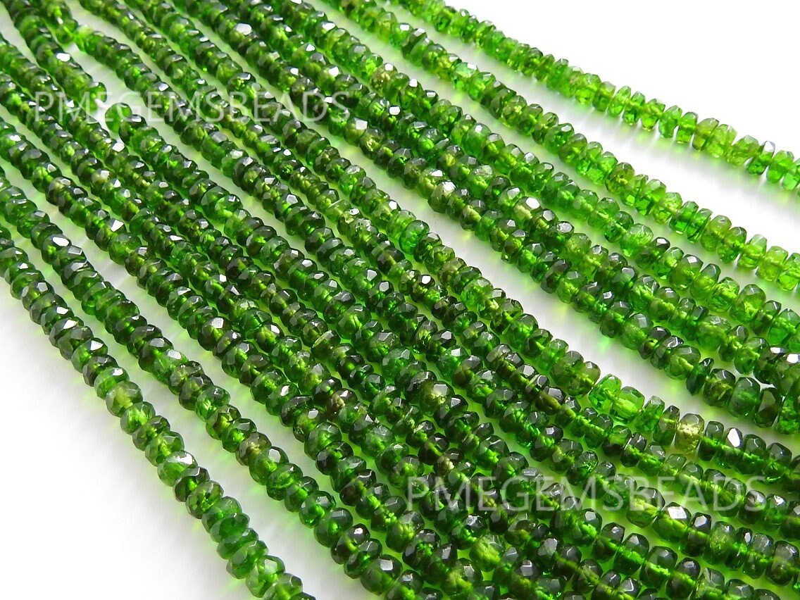 Reserved Chrome Diopside Faceted Rondelle Bead 3MM 16 Inches Strand Natural Green Stone Micro Roundel Loose Beads Wholesaler Supplies PMEB6