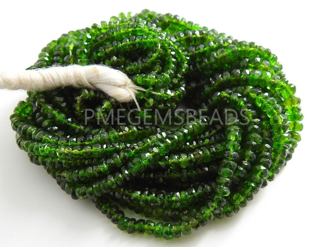 Reserved Chrome Diopside Faceted Rondelle Bead 3MM 16 Inches Strand Natural Green Stone Micro Roundel Loose Beads Wholesaler Supplies PMEB6