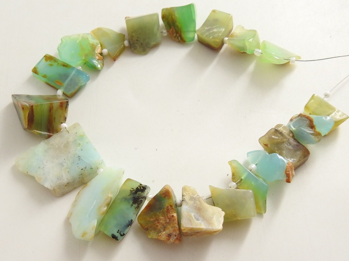 Peruvian Opal Polished Rough Slice Beads 8Inch Strand 30x20-14x10mm Wholesale Natural Stone Slices for Jewelry Making DIY Craft Supplies RB8