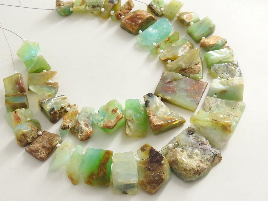 Peruvian Opal Polished Rough Slice Beads 8Inch Strand 30x20-14x10mm Wholesale Natural Stone Slices for Jewelry Making DIY Craft Supplies RB8