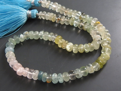 Aquamarine Multi Shaded Smooth Roundel Bead Handmade Loose Stone For Jewelry Making Strand Craft Supply Wholesale Gemstone Beads PME-B1
