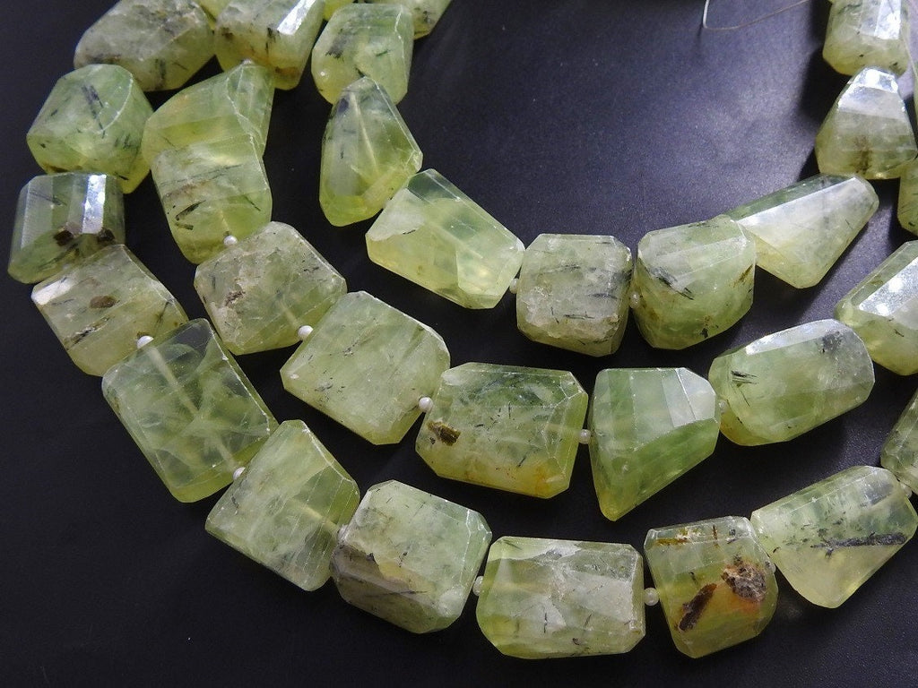Natural Prehnite Faceted Nugget Beads 10 Inch Strand, 14-20mm Tumbled Gemstone Beads for Jewelry Making, Wholesale Loose Gemstone