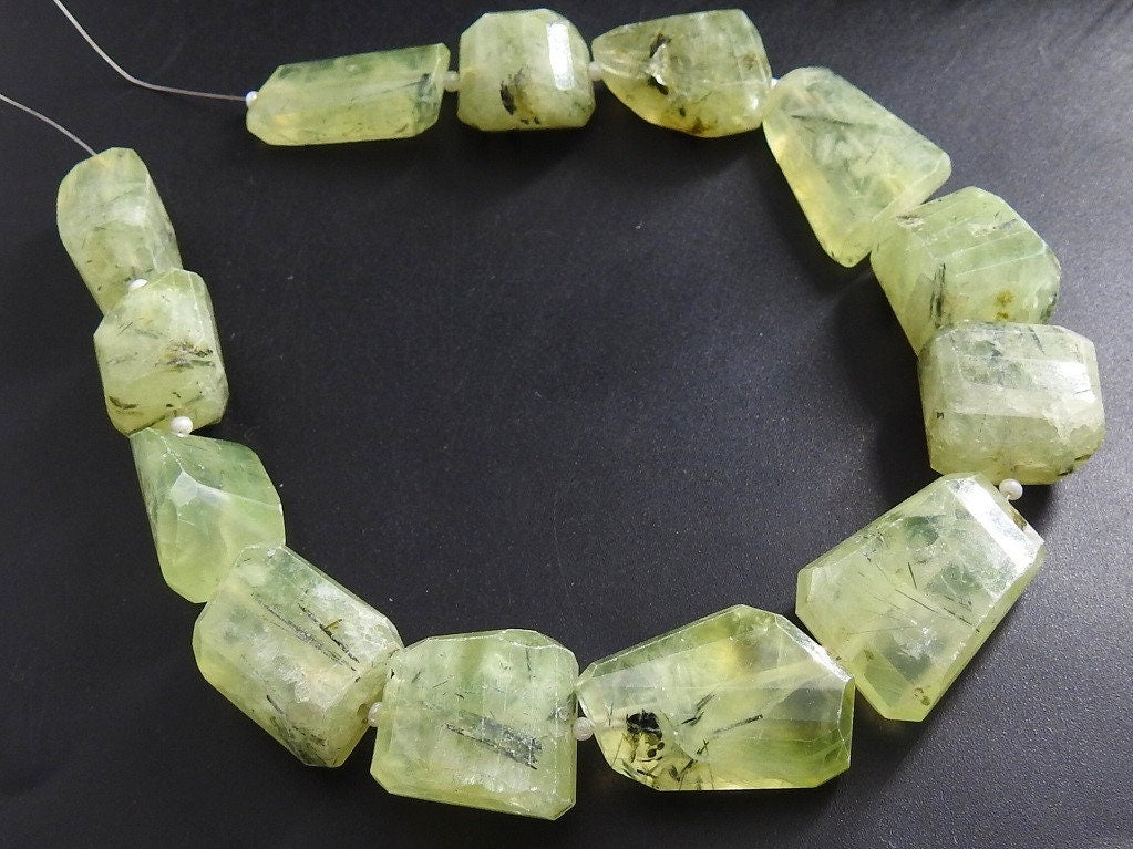 Natural Prehnite Faceted Nugget Beads 10 Inch Strand, 14-20mm Tumbled Gemstone Beads for Jewelry Making, Wholesale Loose Gemstone