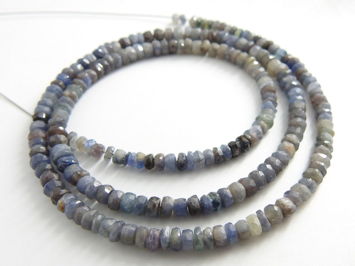 Natural Blue Sapphire Faceted Rondelle Beads 16 Inch Strand Multi Shaded Precious Gemstone Loose Roundel Jewelry Making Supplies PME-B6