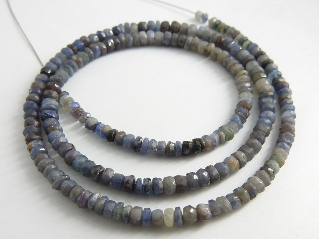 Natural Blue Sapphire Faceted Rondelle Beads 16 Inch Strand Multi Shaded Precious Gemstone Loose Roundel Jewelry Making Supplies PME-B6